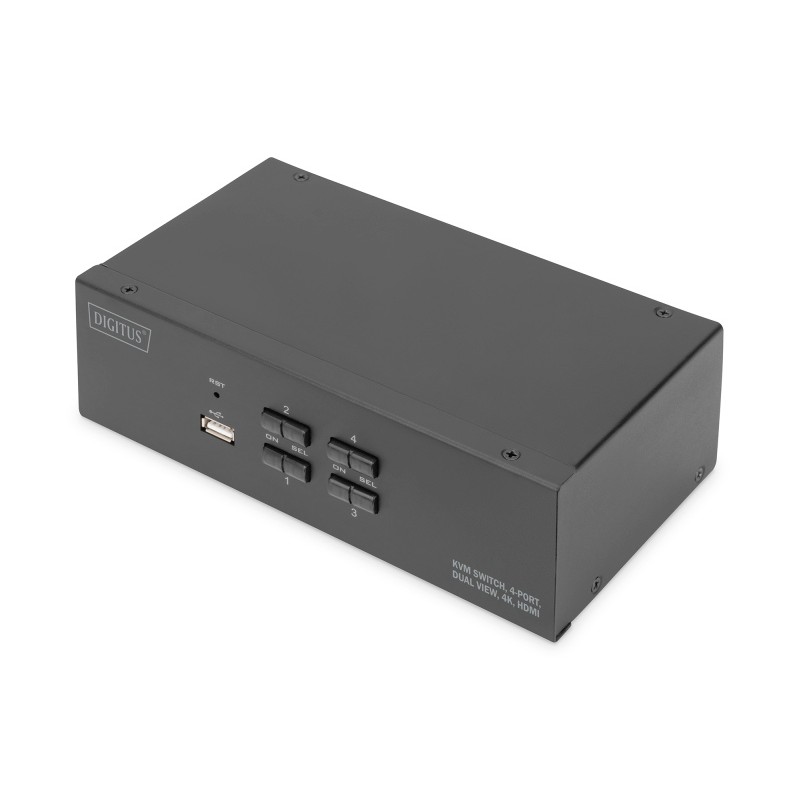 DIGITUS KVM switch, 4 porty, duální displej, 4K, HDMI®