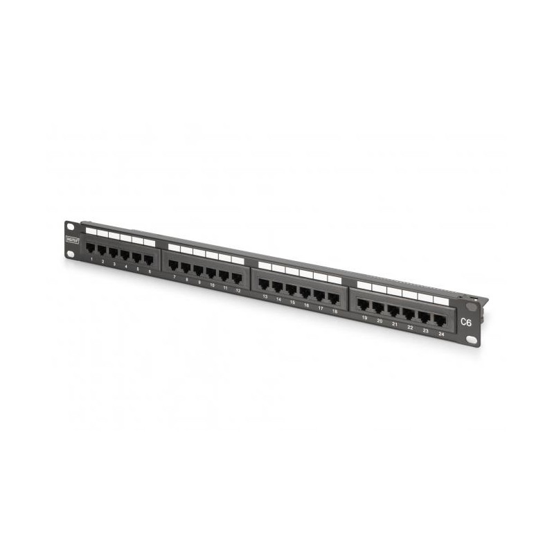 DIGITUS CAT 6, Class E Patch panel, nestíněný 24portový RJ45, 8P8C, LSA, 1U, rackový mount