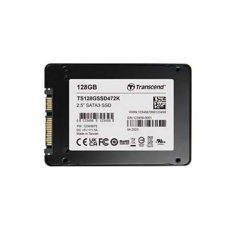 TRANSCEND SSD472K-VS1 128GB Industrial (3K P/E) SSD disk 2.5" SATA3, 3D TLC, BiCS5, 560MB/s R, 520 MB/s W, černý