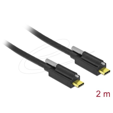 Delock Kabel USB 10 Gbps USB Type-C samec na USB Type-C samec se samec se šroubem nahoře 2 m černý