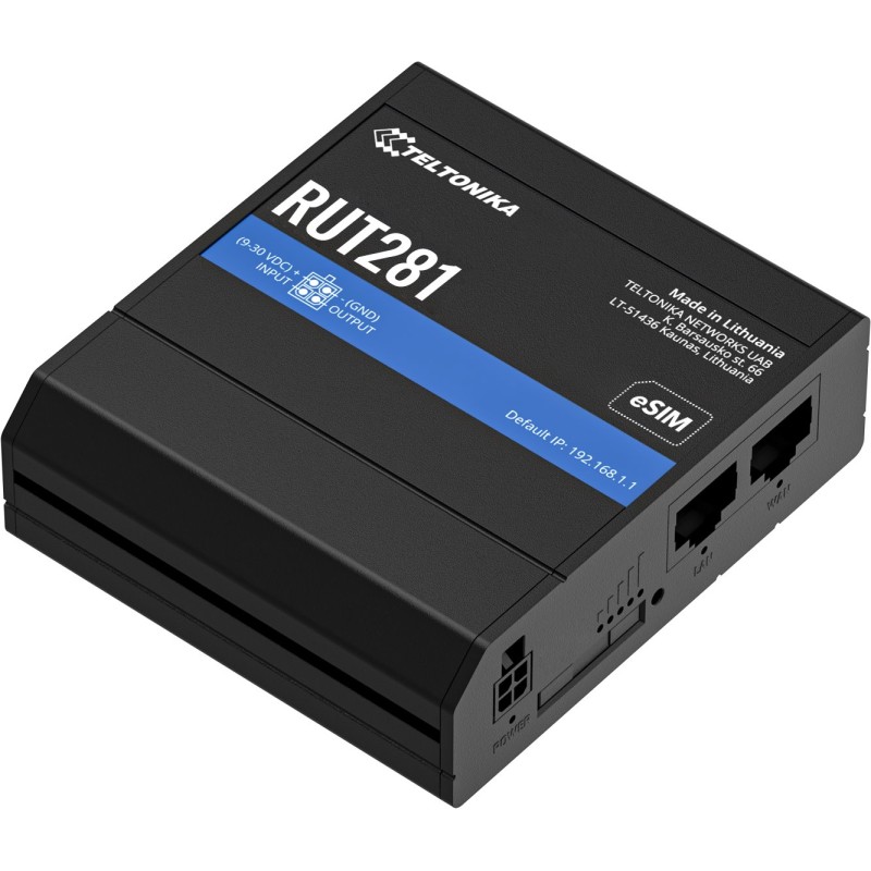 Teltonika RUT281 Průmyslový LTE Wi-Fi Router, eSIM