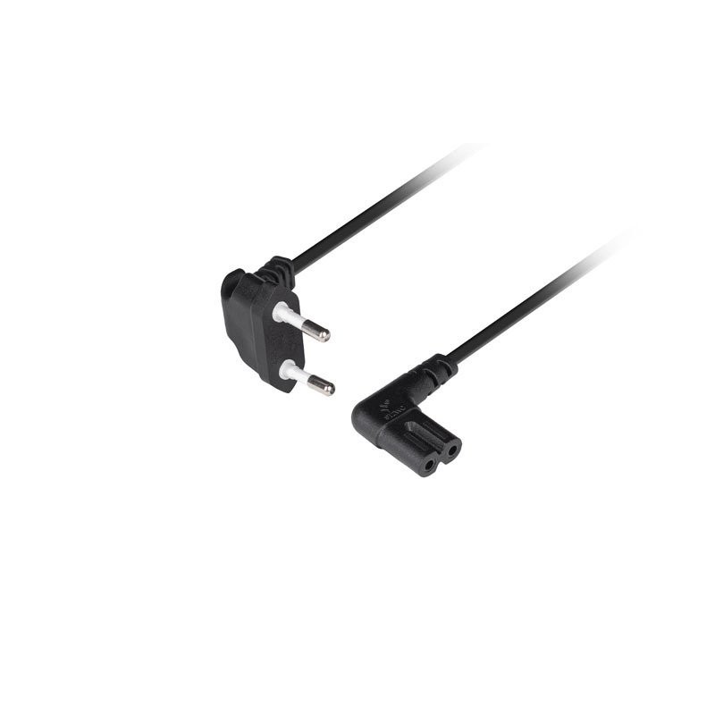 Lanberg CEE 7/16- IEC 320 C7 Euro (Radio) napájecí Kabel 3M úhlový ENEC černý