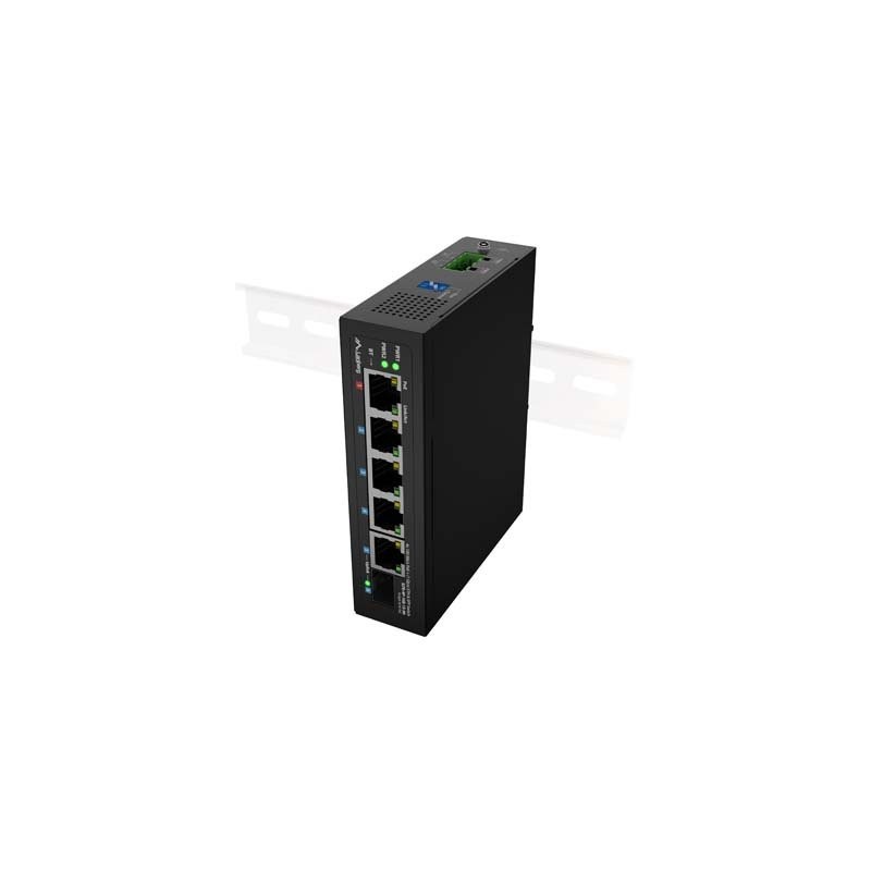 Lanberg Switch ILFE-4P-1GE-1S-90 lehký Průmyslový PoE 1XBT 3XAT SFP+Eth DIN Fast Ethernet