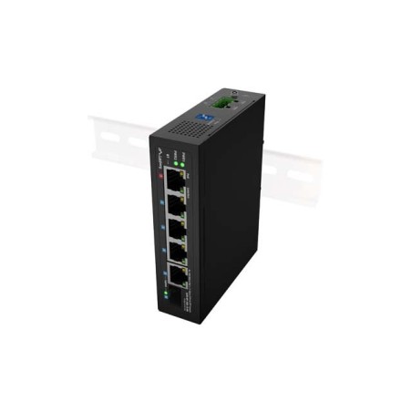 Lanberg Switch ILFE-4P-1GE-1S-90 lehký Průmyslový PoE 1XBT 3XAT SFP+Eth DIN Fast Ethernet