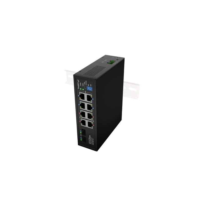 Lanberg Switch ILGE-8P-2S-120 lehký Průmyslový PoE 4XBT 4XAT 2XSFP DIN Gigabitový Ethernet