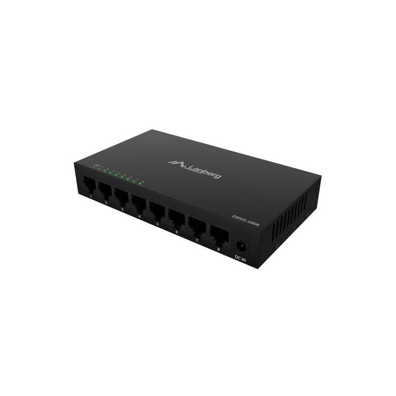 Lanberg Switch DSM1-1008 8X 1GB/S Unmanaged Gigabit Ethernet Desktop 12V (kovový Kryt)