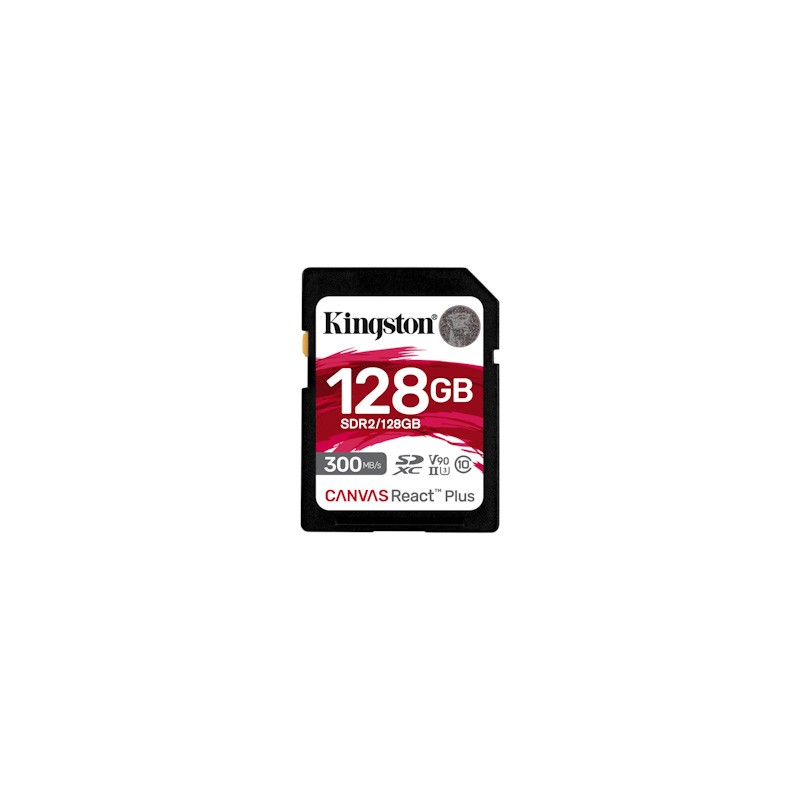 Kingston SDXC karta 128GB Canvas React Plus SDXC UHS-II 300R/260W U3 V90 for Full HD/4K/8K