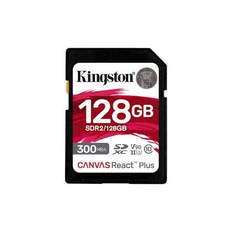 Kingston SDXC karta 128GB Canvas React Plus SDXC UHS-II 300R/260W U3 V90 for Full HD/4K/8K