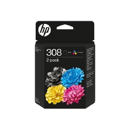 HP 308 2-Pack Tri-color/Black Original Ink Cartridge (120 / 160 pages)