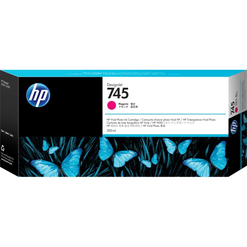 HP 745 inkoustová náplň purpurová, F9K01A