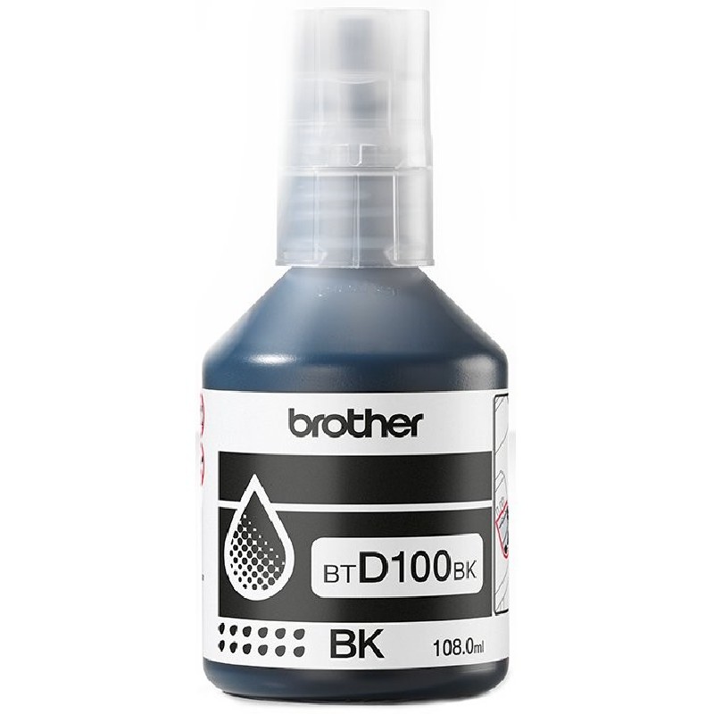 BROTHER INK BT-D100BK black pro T23x, T43x, T53x, T73x, T93x cca 7500 stránek - INKTANK