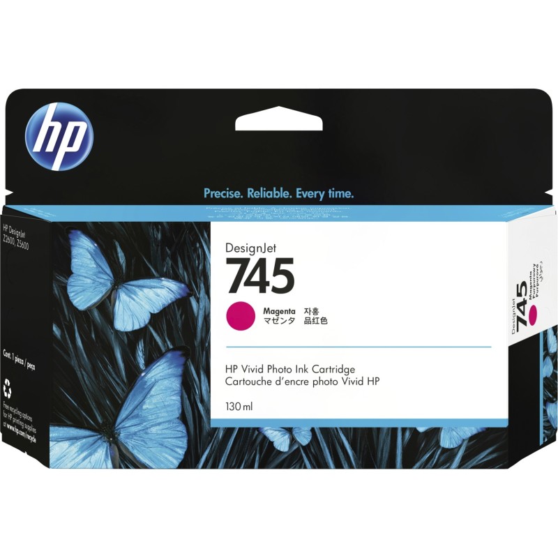 HP 745 inkoustová náplň purpurová, F9J95A