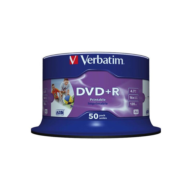 VERBATIM DVD+R(50-Pack)Spindle/Printable/16x/4.7GB/DLP