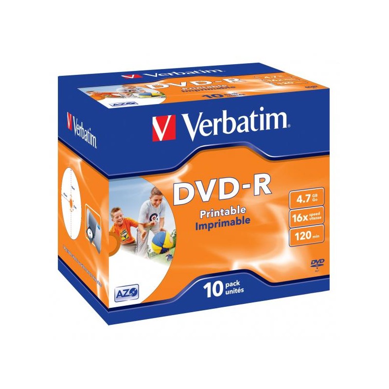 VERBATIM DVD-R (10-pack)Printable/16x/4.7GB/Jewel
