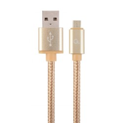 GEMBIRD Kabel USB A Male/Micro B Male 2.0, 1,8m, opletený, zlatý, blister
