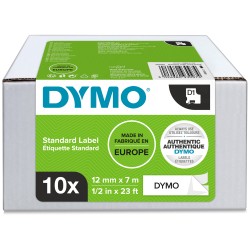 D1-TAPE 12X7MM BLACK ON WHITE/ADVANTAGE PACK 10 PCS.