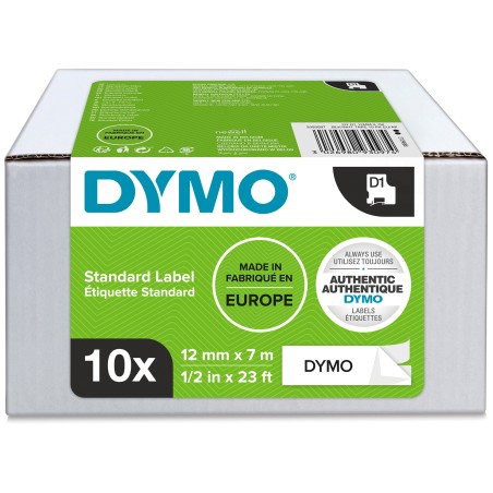 Dymo D1-Tape 12X7MM Black ON White/Advantage Pack 10 Pcs.