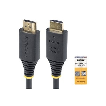 StarTech.com 1.6ft (50cm) Premium Certified High Speed HDMI Cable, 4K60Hz - Prémiově vysoká rychlost - kabel HDMI s ethernetem