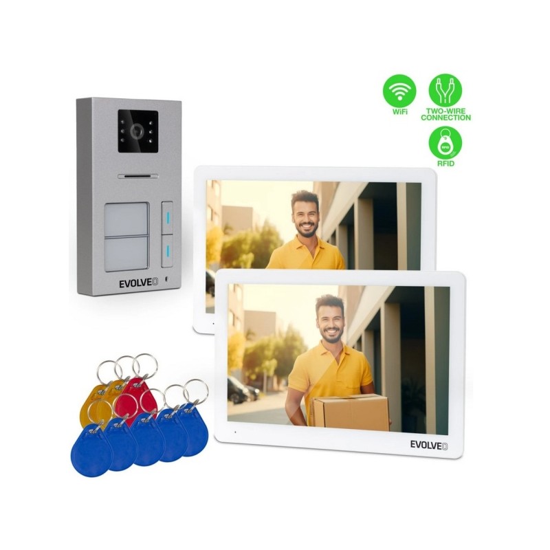 EVOLVEO DoorPhone 20-2W - 2 drátový videotelefon s aplikací pro dvě domácnosti a 32GB pamětí