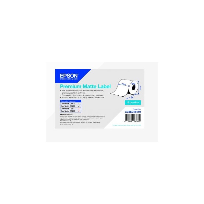 Premium Matte Label Cont.R, 105mm x 35m