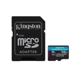 Kingston MicroSDXC karta 128GB Canvas Go! Plus, R:200/W:160MB/s, Class 10, UHS-I, U3, V30, A2 + Adaptér