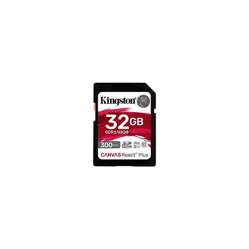 Kingston SDHC karta 32GB Canvas React Plus SDHC UHS-II 300R/260W U3 V90 for Full HD/4K/8K
