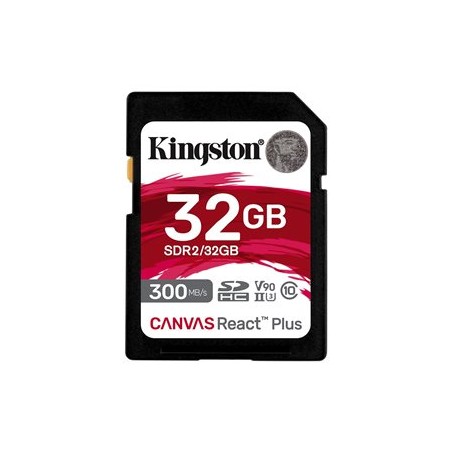Kingston SDHC karta 32GB Canvas React Plus SDHC UHS-II 300R/260W U3 V90 for Full HD/4K/8K
