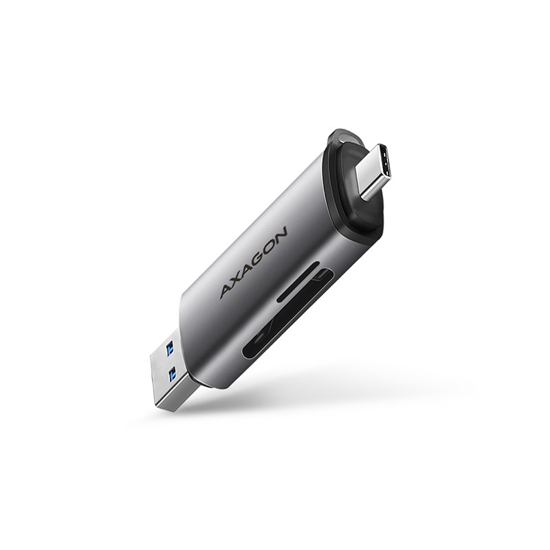 AXAGON CRE-SAC, USB3.2 Gen 1 Type-C + Type-A externí čtečka karet SD/microSD, podpora UHS-I