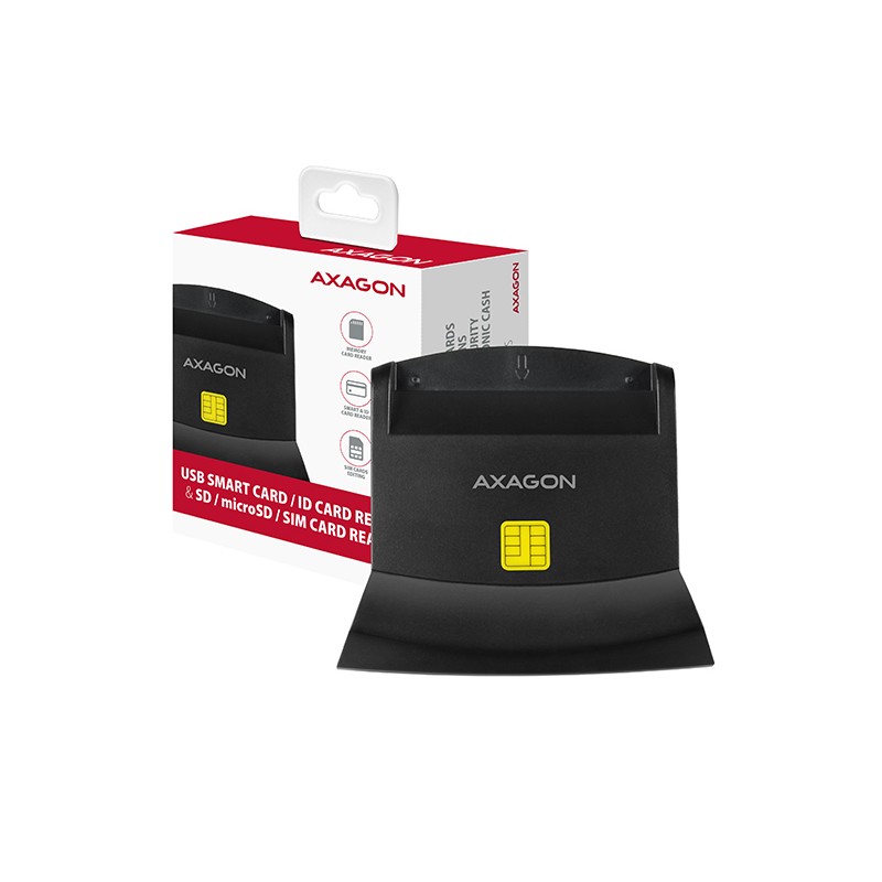 AXAGON CRE-SM2, USB-A StandReader 4-slot čtečka Smart card (eObčanka) + SD/microSD/SIM, kabel 1.3 m