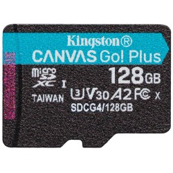 Kingston MicroSDXC karta 128GB Canvas Go! Plus, R:200/W:160MB/s, Class 10, UHS-I, U3, V30, A2 + Bez Adaptéru