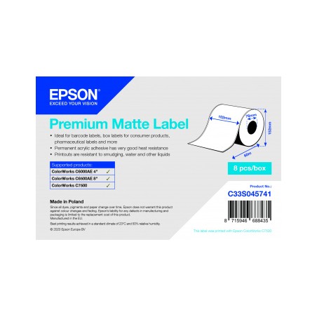 PREMIUM MATTE LABEL CONTINUOUS/ROLL 102MMX60M