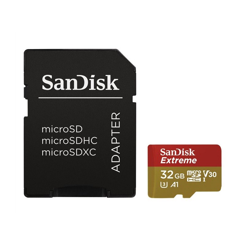 SanDisk MicroSDHC karta 32GB Extreme (100MB/s, Class 10, UHS-I U3 V30) + adaptér