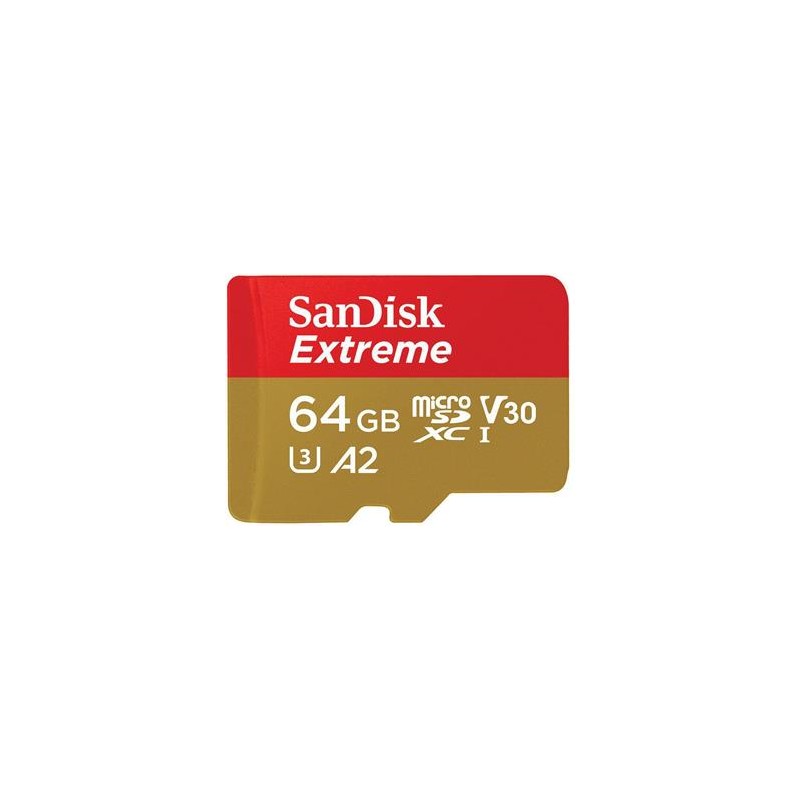 SanDisk micro SDXC karta 64GB Extreme Action Cams and Drones (170 MB/s Class 10, UHS-I U3 V30) + adaptér