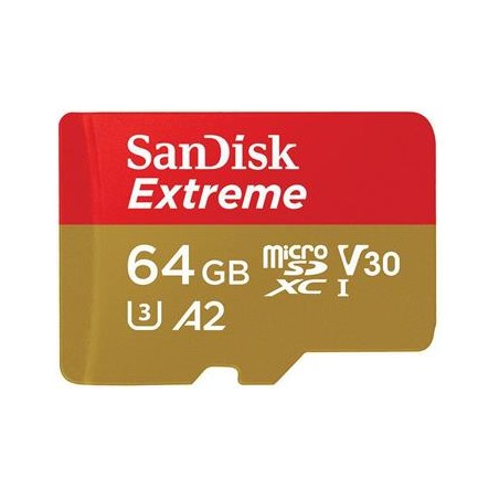 SanDisk micro SDXC karta 64GB Extreme Action Cams and Drones (170 MB/s Class 10, UHS-I U3 V30) + adaptér