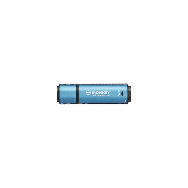 Kingston IronKey Vault Privacy 50/64GB/USB 3.2/USB-A/Modrá