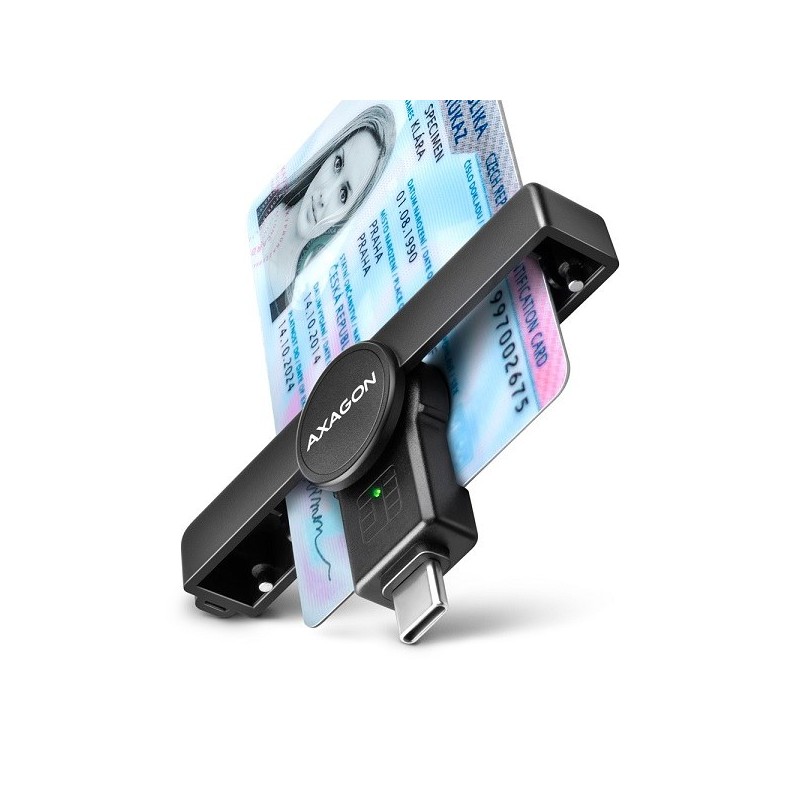 AXAGON CRE-SMPC, USB-C PocketReader čtečka kontaktních karet Smart card (eObčanka)