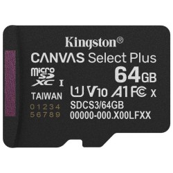 Kingston MicroSDXC karta 64GB Canvas Select Plus, U1, V10, A1
