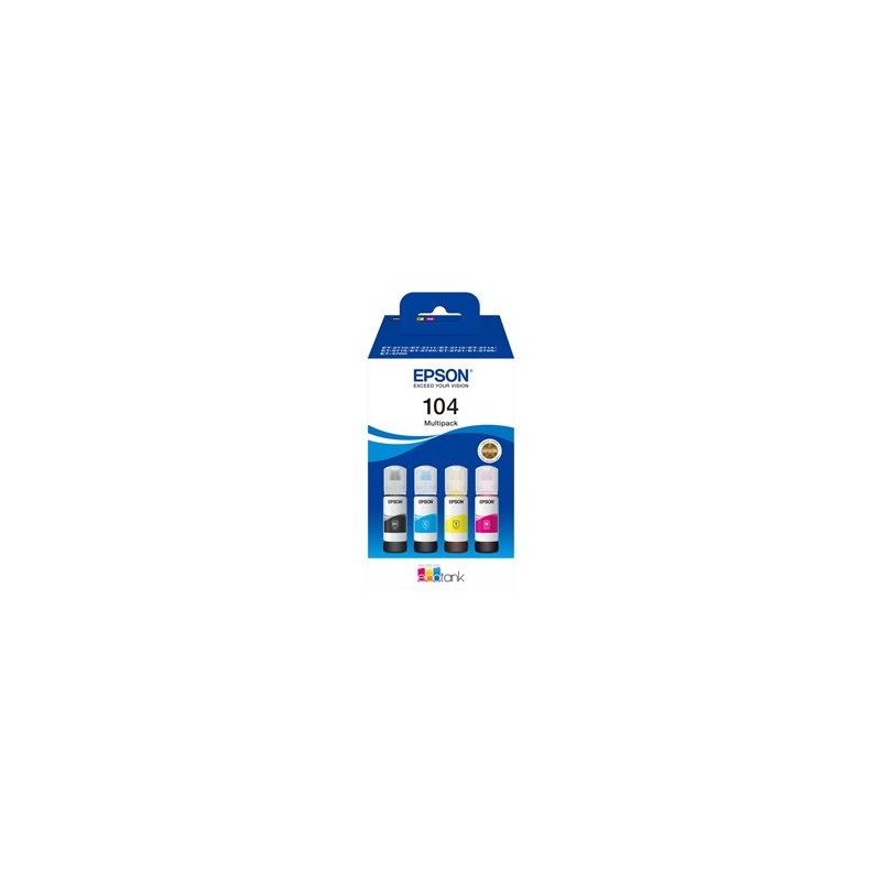 Epson EcoTank 104 - 4-balení - černá, žlutá, azurová, purpurová - originální - doplnění inkoustu - pro EcoTank ET-14100, 1810