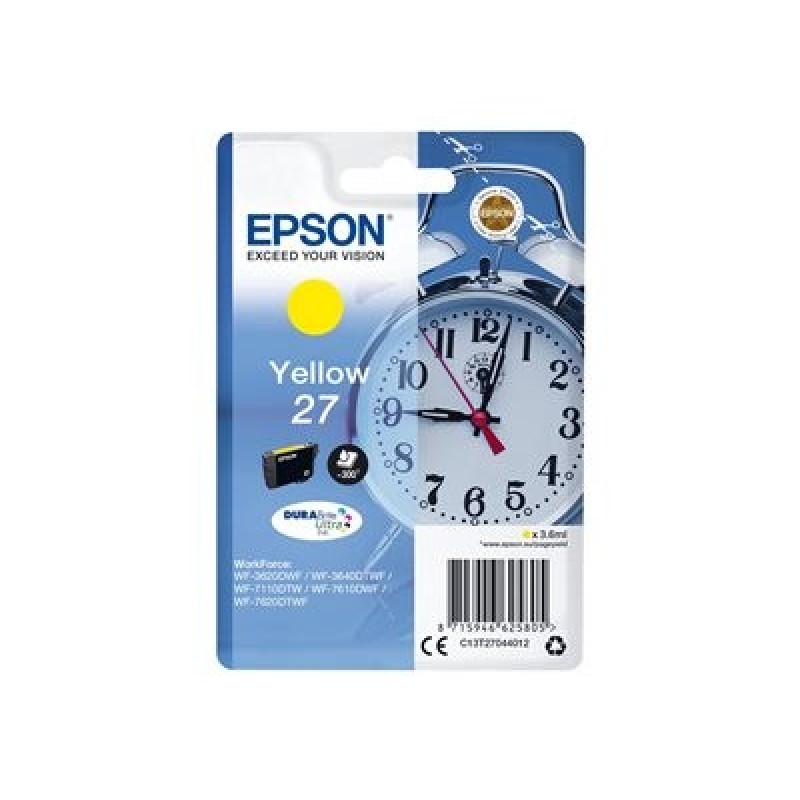 Epson originální ink C13T27044022, 27, yellow, 3,6ml