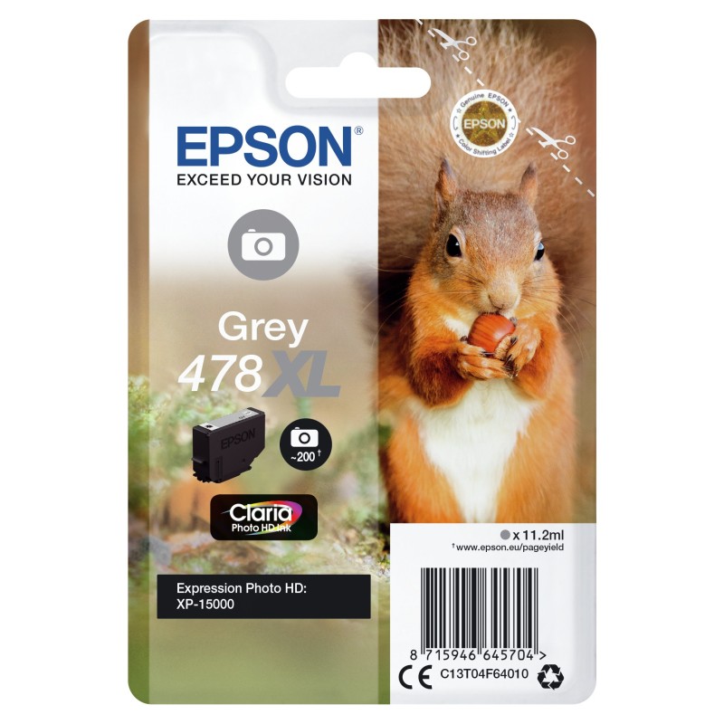 Epson 478XL - 11.2 ml - šedá - originální - blistr s RF / akustickým alarmem - inkoustová cartridge - pro Expression Photo