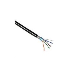 FTP kabel PlanetElite, Cat5E, drát, dvojitý venkovní PE+PVC, Dca, černý, 305m, cívka