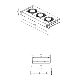 CONTEG 19" ventilační jednotka, 2 ventilátory, 230V, termostat
