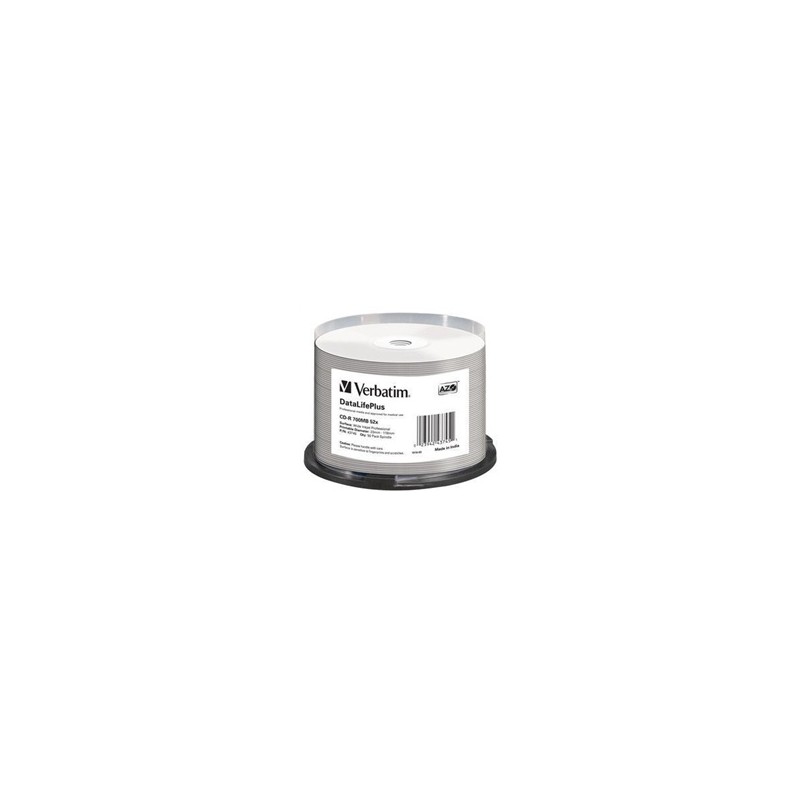 VERBATIM CD-R(50-pack) spindl, AZO 52X,700MB,WHITE WIDE PRINTABLE SURFACE NON-ID