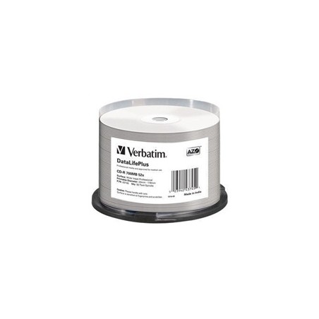 VERBATIM CD-R(50-pack) spindl, AZO 52X,700MB,WHITE WIDE PRINTABLE SURFACE NON-ID
