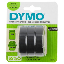 Dymo originální páska do tiskárny štítků, Dymo, S0847730, černý podklad, 3m, 9mm, 3D, 1 blistr/3 ks