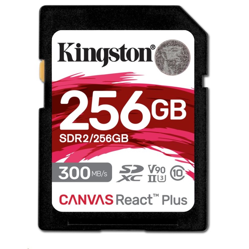 Kingston SDXC karta 256GB Canvas React Plus SDXC UHS-II 300R/260W U3 V90 for Full HD/4K/8K