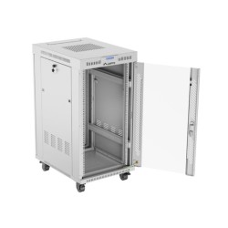 19" Volně stojící racková skříň 22U 600X800 šedé skleněné dveře LCD Lanberg (Flat Pack) V2