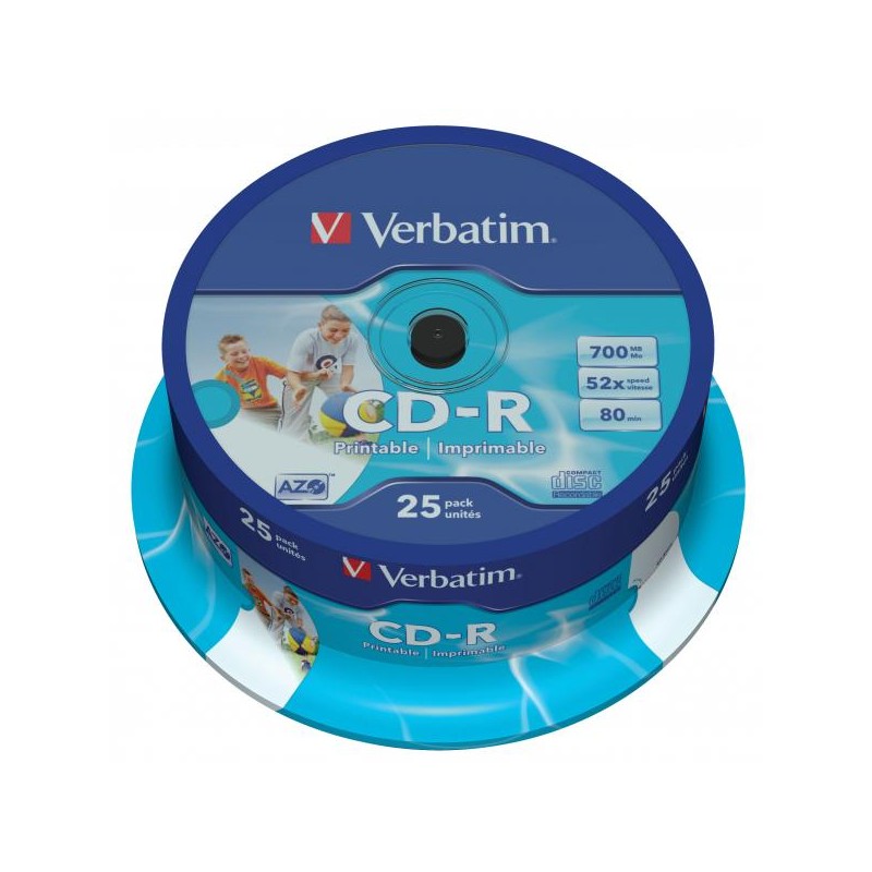VERBATIM CD-R(25-Pack)Spindle/Printable/52x/700MB/DLP