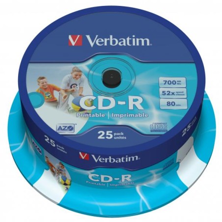VERBATIM CD-R(25-Pack)Spindle/Printable/52x/700MB/DLP
