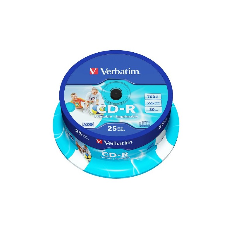 VERBATIM CD-R(25-Pack)Spindle/Printable/52x/700MB/DLP